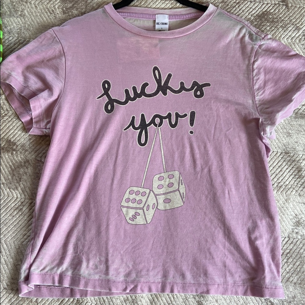 Re/Done Eclectlilac classic tee lucky you size Large NWT